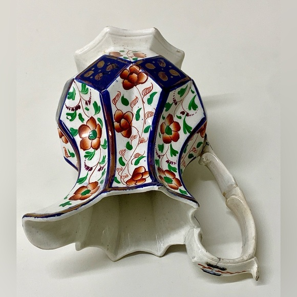 19th Century Antique Gaudy Welsh 8 Sided Cobalt Diamond Design Lusterware Jug - Picture 15 of 16